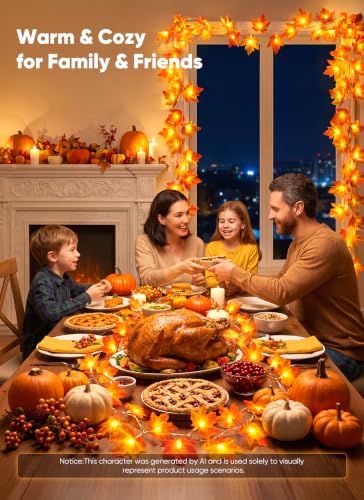 2 Pack Fall Garland with Lights Total 20Ft 40LED Fall Decor - image 8