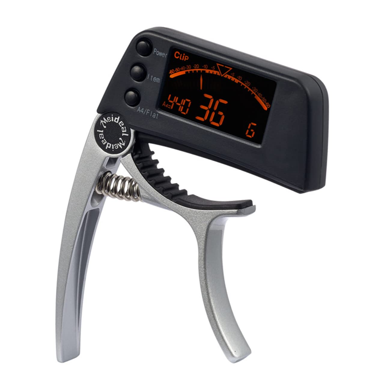 2stücke Digitales Lcd Clip Stimmgerät Und Kapodaster Für Gitarre Ukulele Bass Präzise Abstimmung Hochsensitiv Robust Silberfarben
