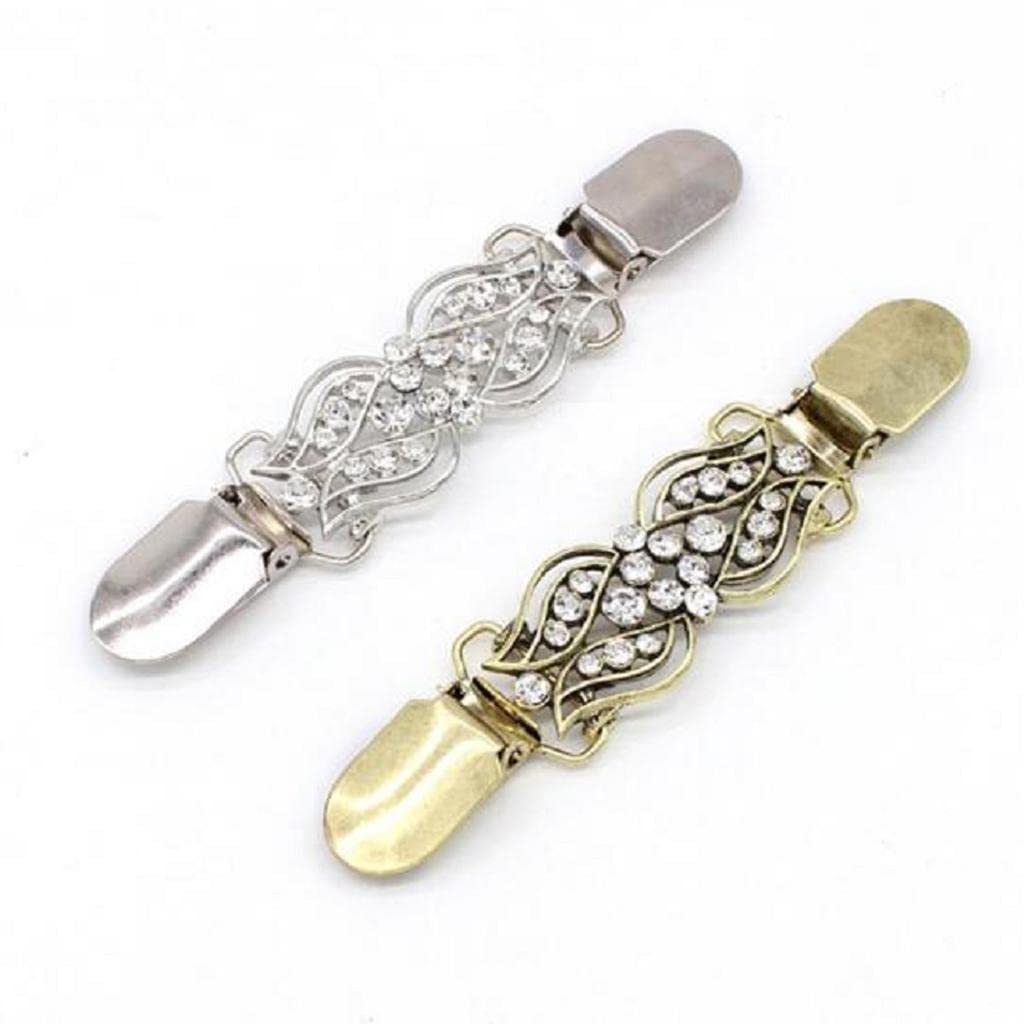 shopora Fashion Cardigan Clip Rhinestone Flower Shawl Clip Shirt Collar Clip Silver | Womens Accessories | Other Womens Accessories-picture-19