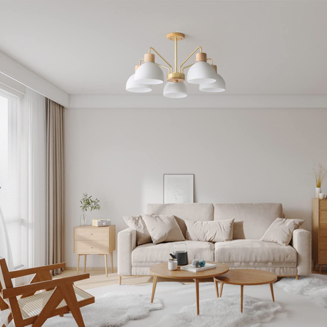 Suspension luminaire en verre rond E27 design moderne et raffiné pour salon 66 cm