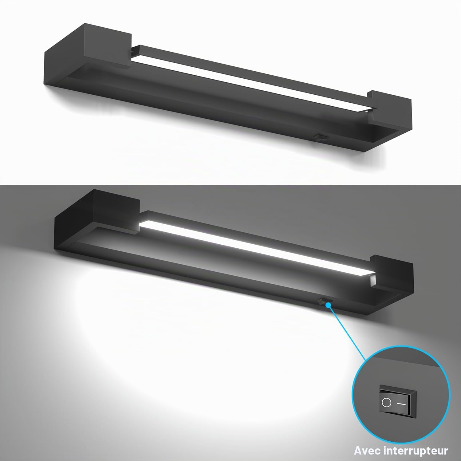 Lampe LED Miroir Salle de Bain 18W 1800LM 5000K 42cm IP44 Étanche Murale 180° Rotatif