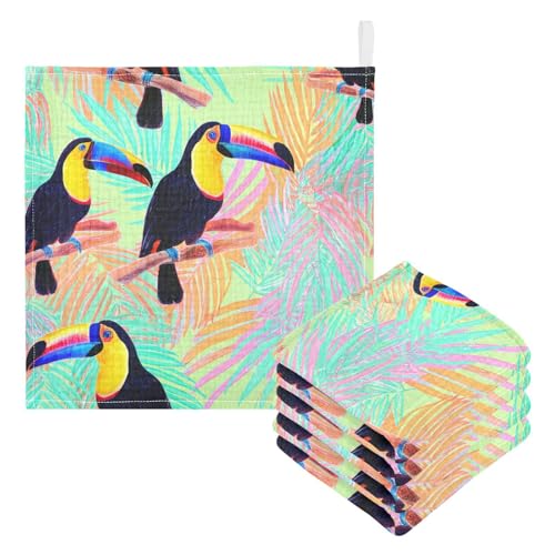 Kigai Colorful Toucan Baby Washcloths,3pcs Ultra Soft Absorbent Towel,Newborn Bath Face Towel, Natural Reusable Baby Wipes for Sensitive Skin, Baby Registry as Shower