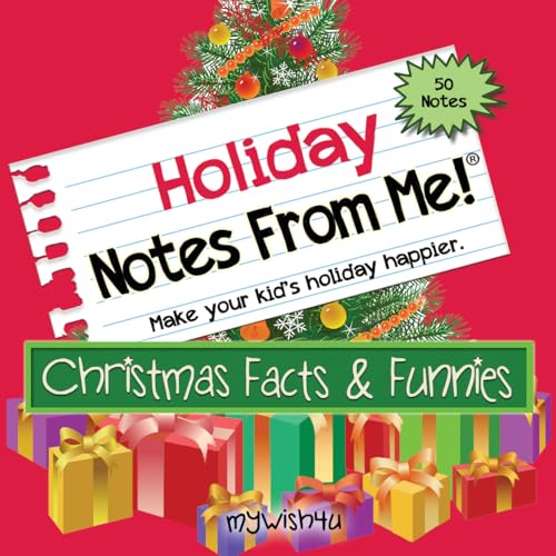 Lunch Box Notes for Kids, 50 Colorful Christmas Themed Tear-Off Notes with Fun Facts, Jokes, Riddles, Great for Lunchtime, Christmas Gifts, Parties, 8+