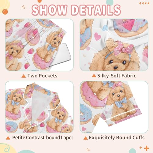Doughnut Dog Pink Strawberry Pajamas Set Soft Pjs Sets 2 Piece Short Sleeve Sleepwear Casual Loungewear3