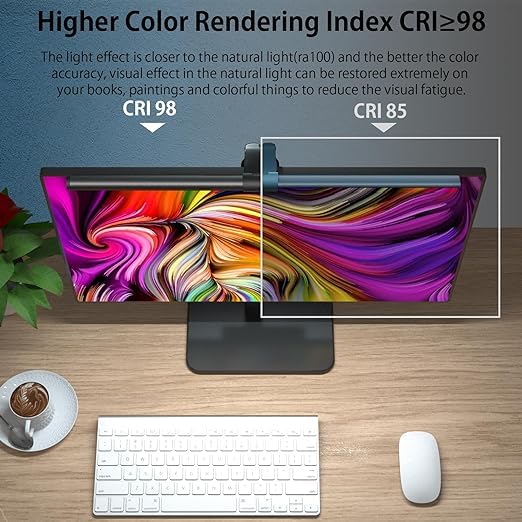 Image of OOWOLF 7.5W 20.1 inch Computer Monitor Light Bar with Remote Control Backlight, Eye-Care CRI≥98 Stepless Dimming Brightness and Color Temperature, No Screen Glare Computer Monitor Lamp for Office Gaming