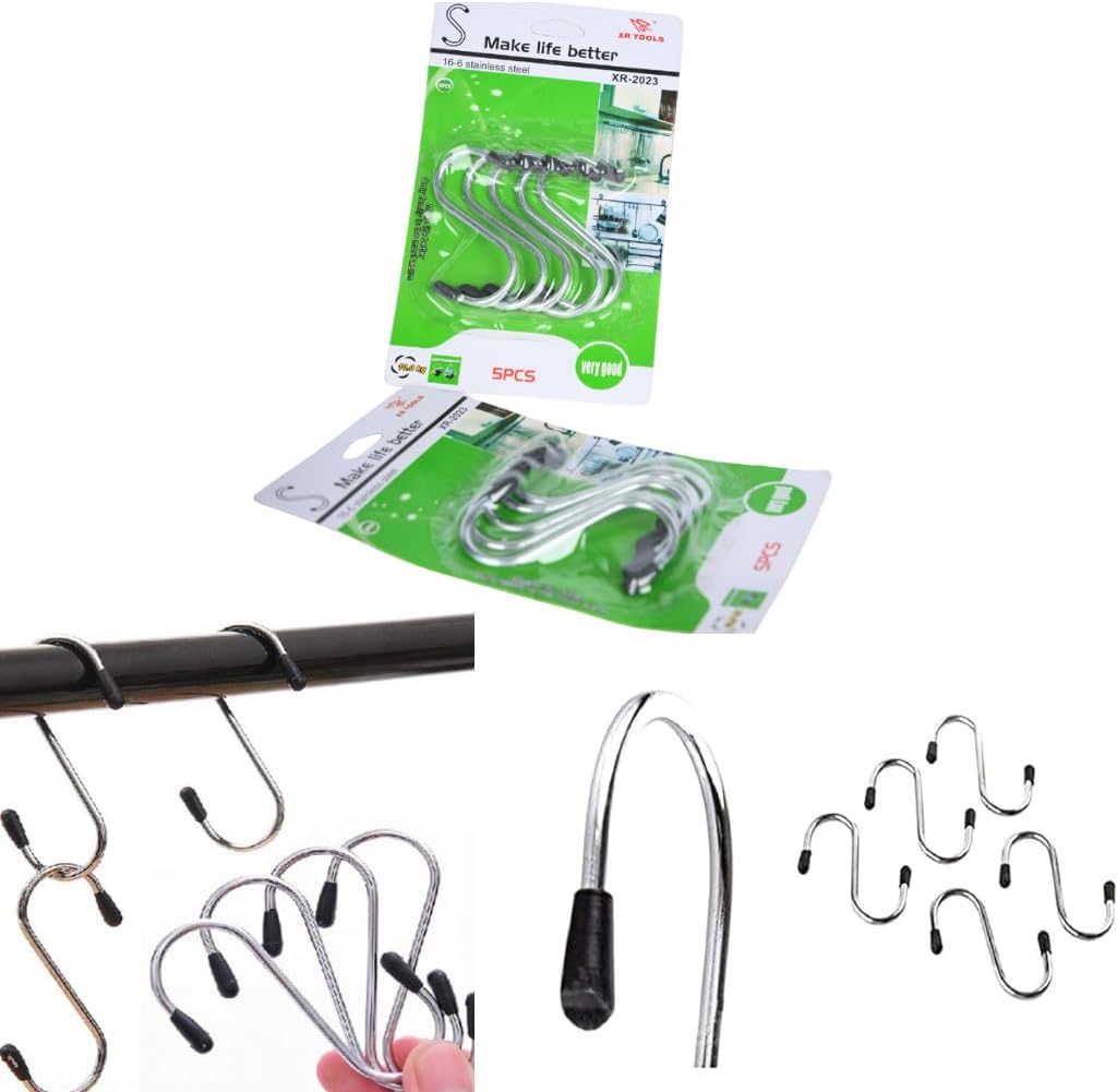S Shaped Hooks for Hanging – Heavy Duty Stainless Kitchenware, Office, Bathroom, Plants & Pots – Pack of 10 (Silver)