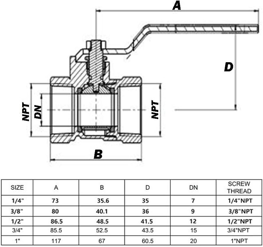 1/2" NPT FIP Lead-Free Brass Ball Valve Heavy Duty PN25 WOG Full Ported Female X Female Thread (10 Pack)