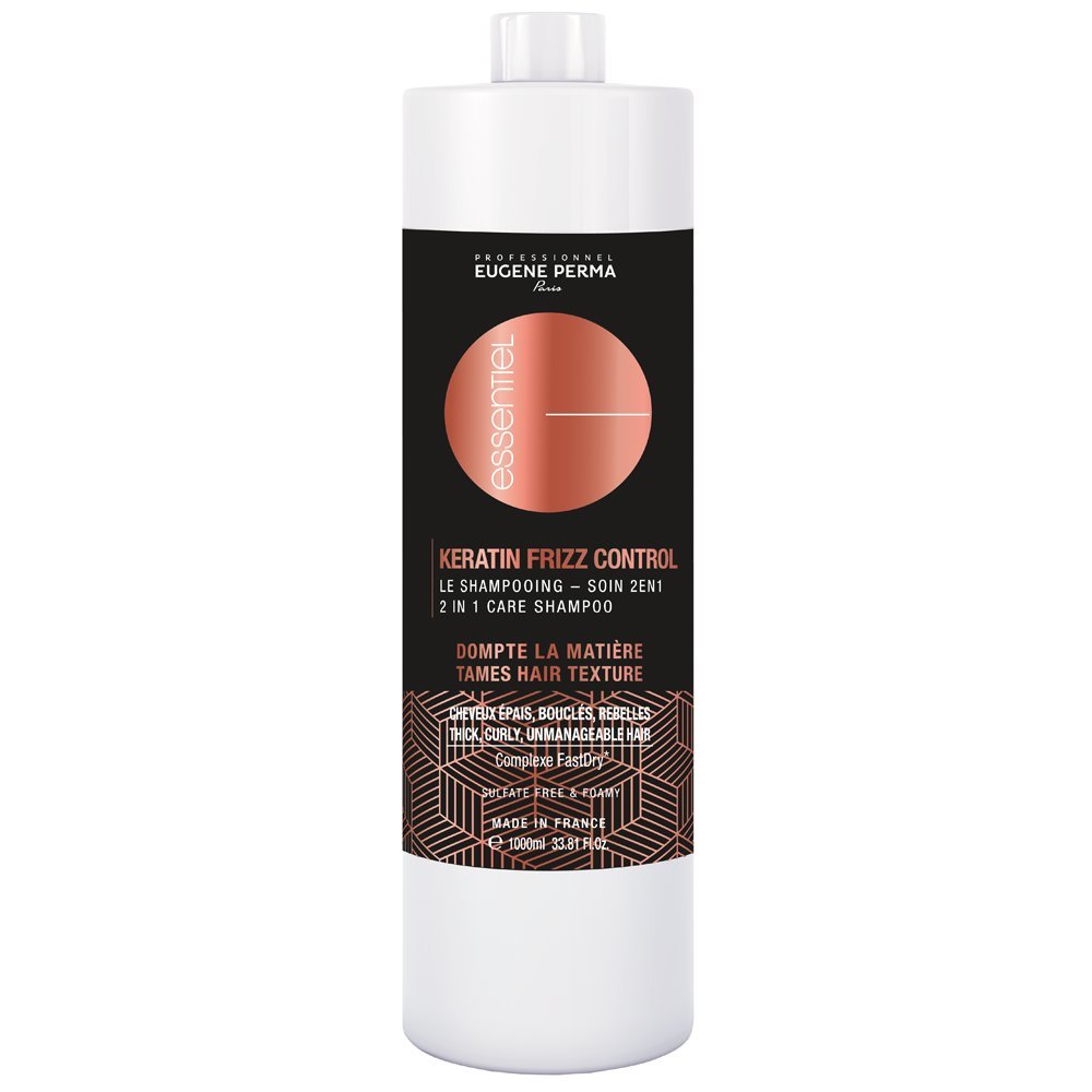 Eugene Perma Professional Shampoo 2 w 1 Keratin Frizz Control Anti-Frizz do grubych włosów/loków / buntowników 1 l