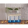 Rite Lite Blue Dreidels Menorah Modern Hanukkah Centerpiece Jewish Holiday Party Favor Decor | Resin Fits Most Chanukah Candles, Elegant Judaica Decor Festival of Lights Hostess Gifts 11.50 H