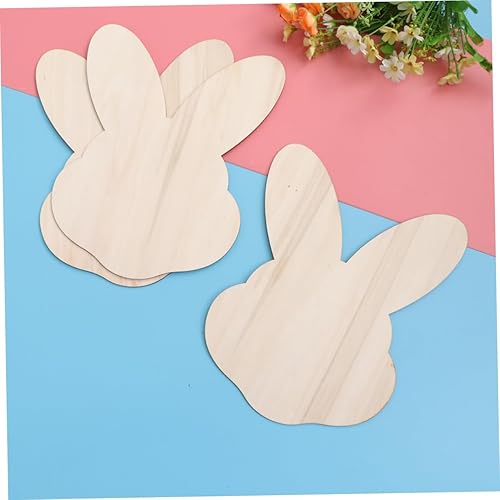 Miniatura 6 de EXCEART Conejito conejo chips de madera decorativos DIY artesanía accesorios decoración del hogar arte de pared para Pascua