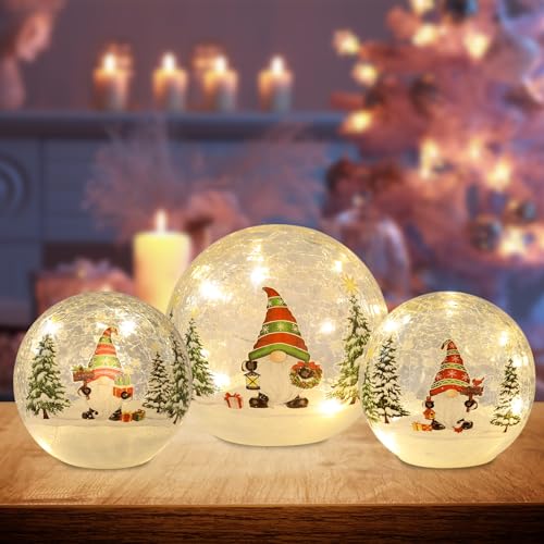 Decoraciones de mesa de Navidad con gnomos brillantes y luces LED programables 2