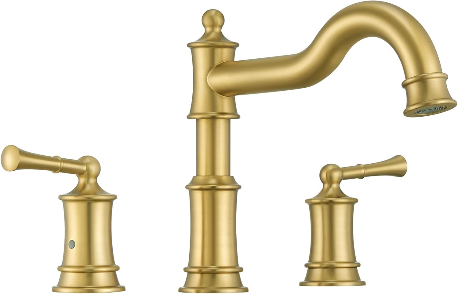 Roman Tub Faucet Set with Valve, Qinkell 12-16 Inch Widespread 3 Hole Deck Mount Bathtub Faucet, High Flow Brass Vintage Faucet with 360 Degree Swivel Spout, Two Handles & Supply Lines, Brushed Gold