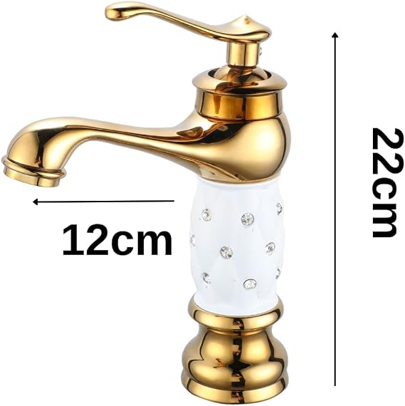 Rustic Model Pattern Detailed Gold Sink Faucet (white)