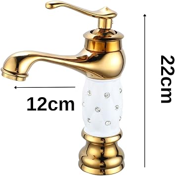 Rustic Model Pattern Detailed Gold Sink Faucet (white)