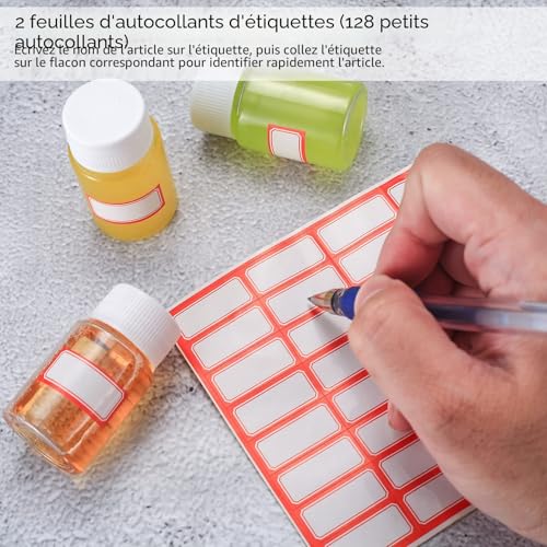 52 Pièces Flacons en Plastique avec Bouchon à vis, 20ml Bouteilles de Voyage Portables, Bouteilles Récipient Cosmétiques Transparents pour Voyage, Shampoing, Lotion, Liquides, avec 2 Autocollants – vue 5