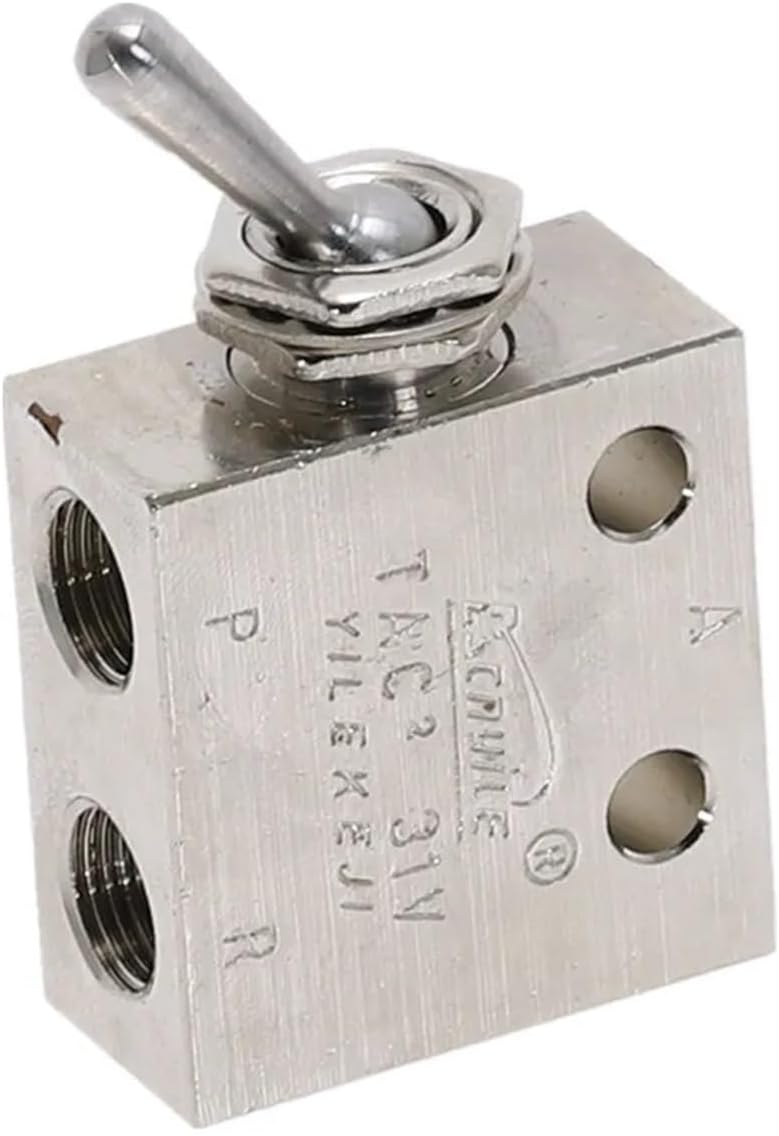 1/8" PSPP Threaded 2 Position 3 Way Air Pneumatic Knob Control ON Off Toggle Valve TAC2-31V LIUZIIHAYIN(No Fittings)