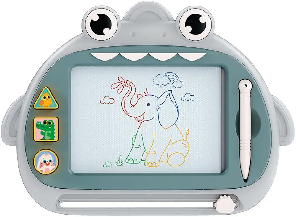 Zippy Toys, Lousa Mágica 27cm x 20cm com Carimbos e Caneta - Tubarão