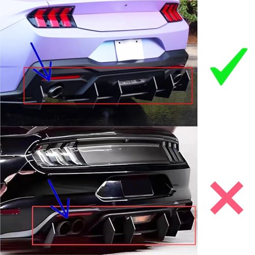 Diffuseur de Pare-Chocs Mustang 2024 Double Spoiler Échappement Noir