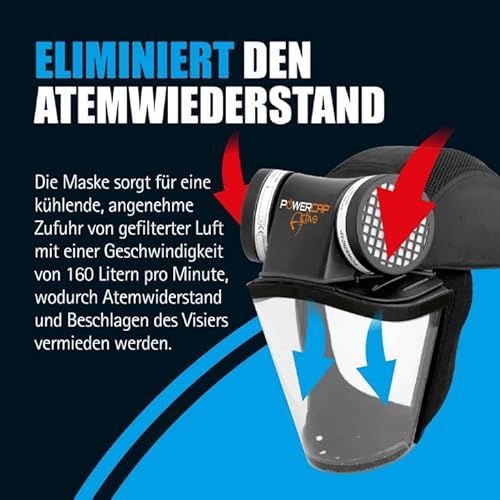JSP POWERCAP ACTIVE PAPR Gebläseunterstützte Atemschutzmaske - Mit Filter - 8h Akku & USB-Aufladung - Kopfschutz - Schutz vor Staub & Partikeln - Holzbearbeitung & Heimwerken - EN12941 & EN812