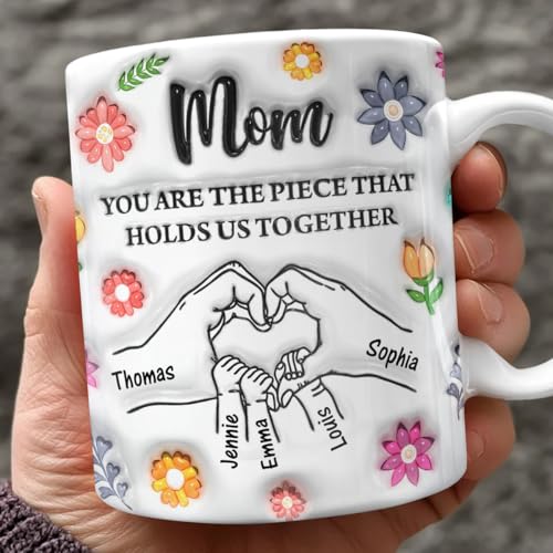 Taza de café personalizada para mamá diseño manos miniatura 5