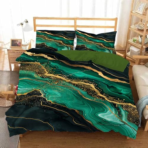 Weihnachtsbettwäsche Microfaser 29 Winter Wendbar Bettwäsche 200X200 3 Teilig - Gold Textur Druck...