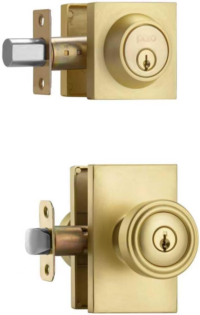 parro Gold Door Knobs Interior, Exterior Door Knobs with Deadbolt, Keyed Alike Exterior Door Lock Set