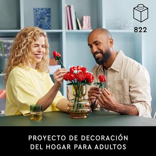 Image of LEGO Icons Wildflower Bouquet 10313 Building Set (939 Pieces), Multi Color, Icons Bouquet of Roses Building Set 10328 (822 Pieces)