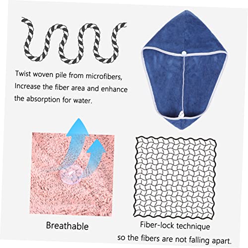 Balacoo 3 Pçs Touca De Banho De Cabelo Absorver Água Toalhas De Secagem De Cabelo Bainha Chapelaria