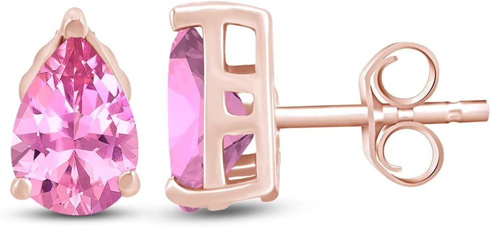 Pear Shape Stud Earrings In 14K Rose Gold Over Sterling Silver (2 Ct)
