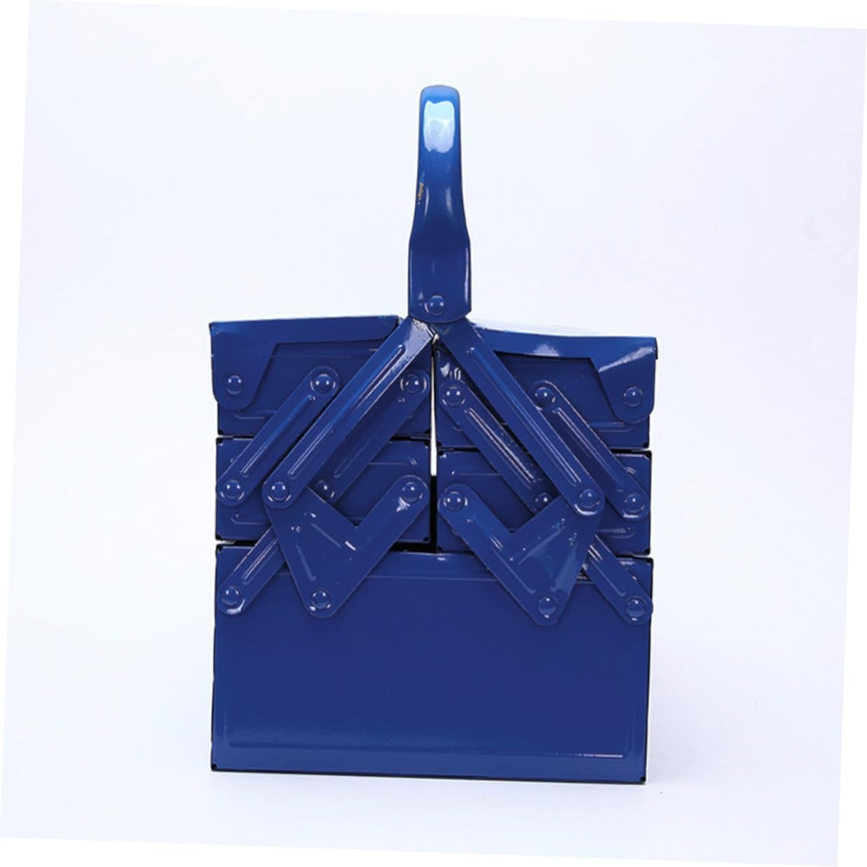 Large Metal Tool Box 3-layer Portable Iron Toolbox with Handle, Multi-purpose Tool Organizer and Storage Container for Mechanics, Electricians, and Home Use (420x200x200mm)