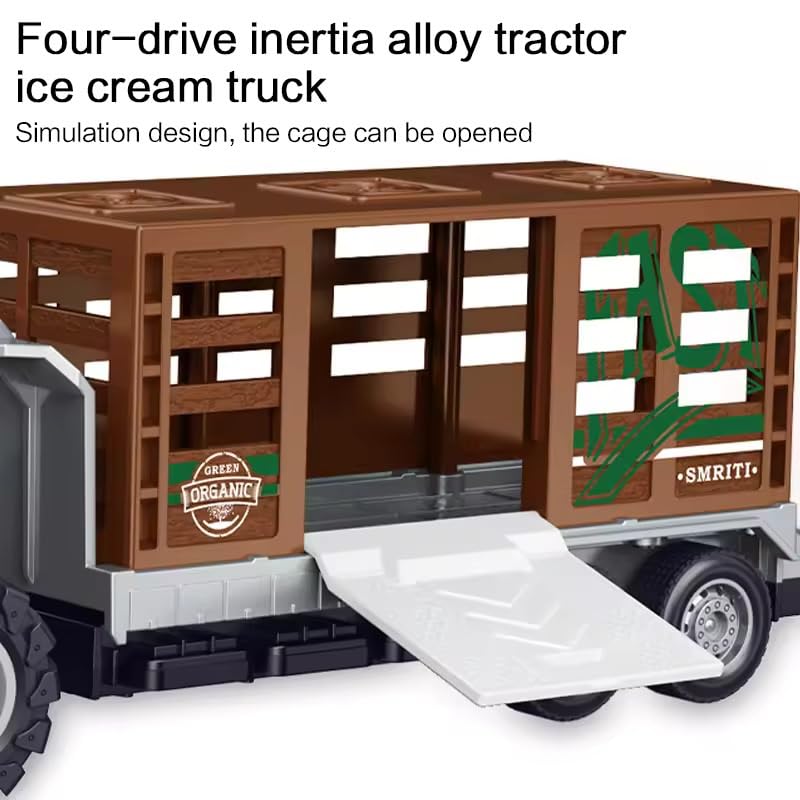 Image of Friction Powered Animal Car Carrier Container Truck Metal Die cast Models Animal Transport Toy for Kids boy Truck Pull Back Vehicle Miniature Toys Gift (Pack of 1, Multicolor)