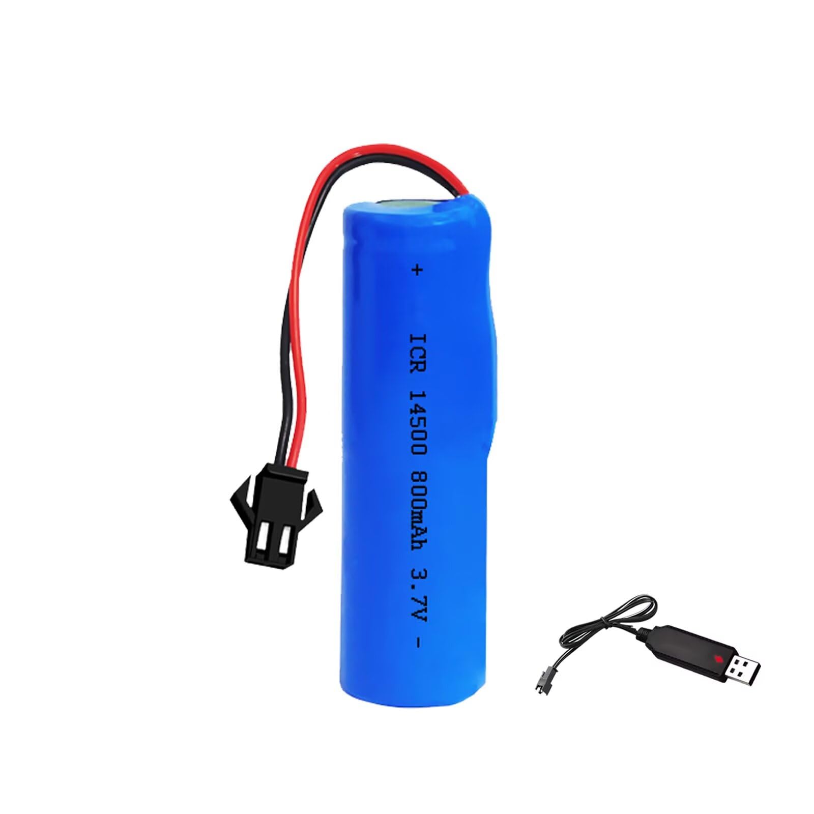 XYHJUAS 3.7V 800mAh Li-ion Battery Pack RC Replacement Rechargeable 14500 Battery Pack with SM-2P USB Charger Cable for Toys,Drone,Remote Control Car