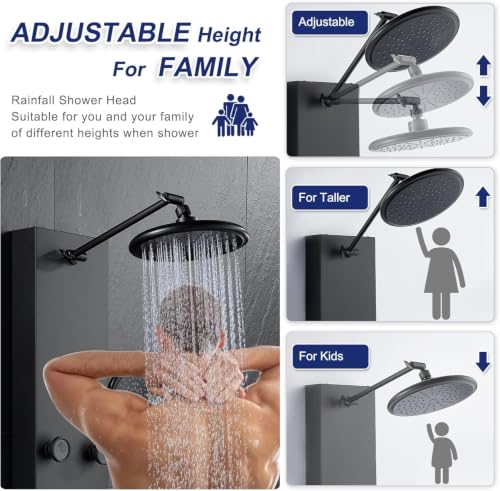 Image of Backline All In 1 Shower Panels for Bathroom 304 SS Hot & Cold Water Adjustable | 3 Function Handshower with Waterfall Shower /Tub Spout /Body Spray /Storage Rack (Black Matt)