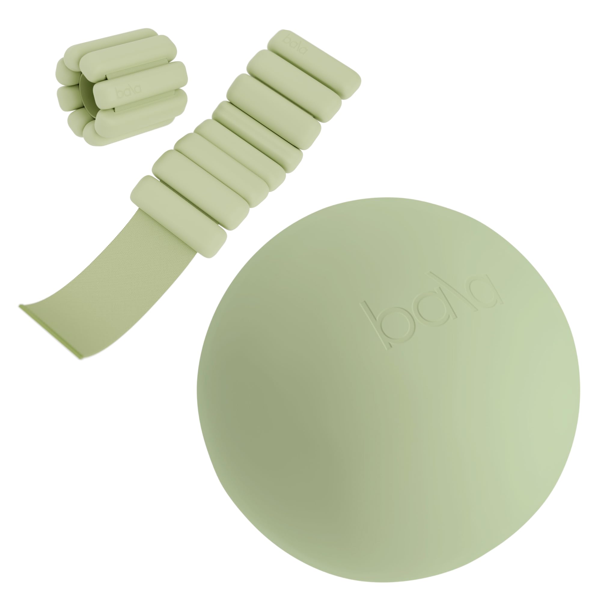 Bangles Workout 2 Piece Set - 2lb Bangles Wrist & Ankle Weights & Pilates Exercise Ball
