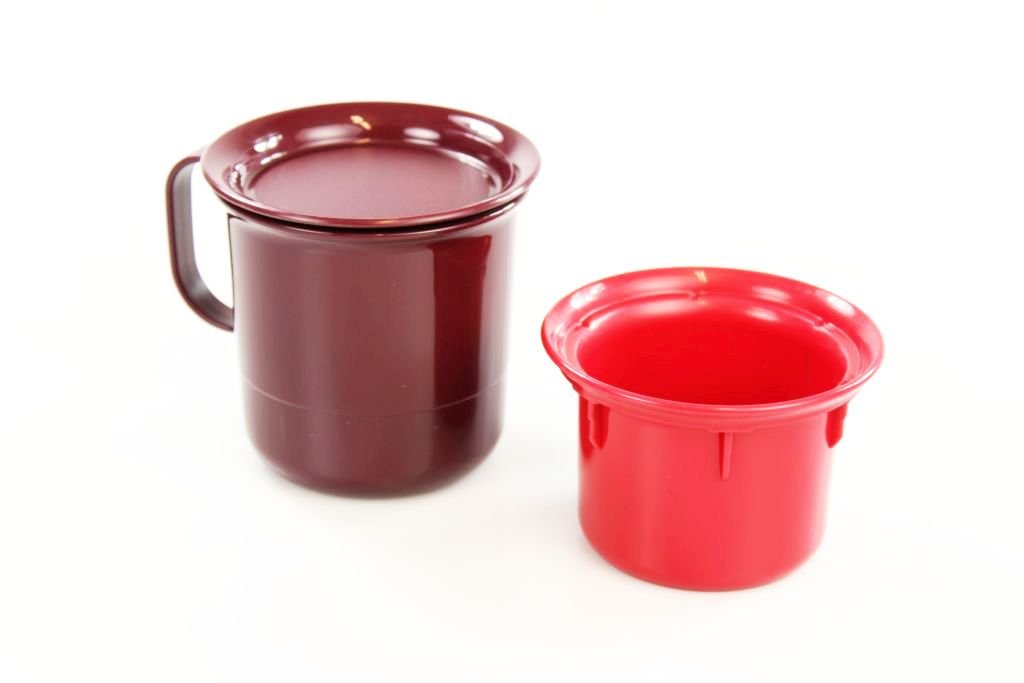tee in tupperware aufbewahrung To Go Teebereiter braun mit Einsatz hellrot und Deckel kochen SIZE:L Behälter und Zubehör Bänke & Tische