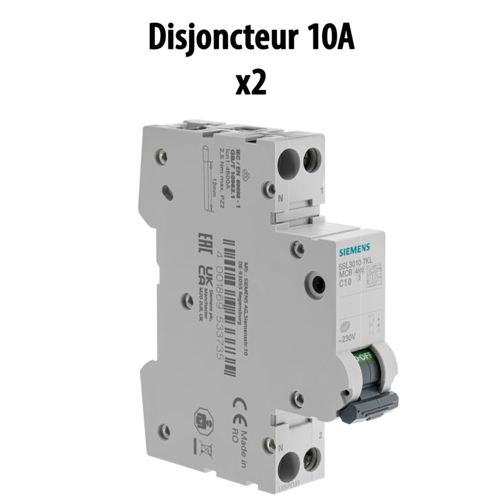 SIEMENS - Lot De 8 Disjoncteurs Modulaires Ph+N –2×10A, 3×16A, 2×20A, 1x32A