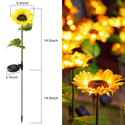 Yunerz Solar Sunflower Lights, Solar Garden Lights Outdoor Decorative Garden Stakes, Solar Led Pathway Decor For Garden Patio Lawn Yard Porch Walkway,Halloween And Christmas (1 Pack) #TOP5