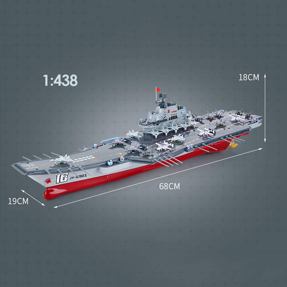 26.8" Inch Remote Control Navy Military Assault Battleship 2.4Ghz RC Military Battle Ship Marine Warship 1/438 Large Guided Missile Destroyer Model Boat for Adult Boys Xmas Gift