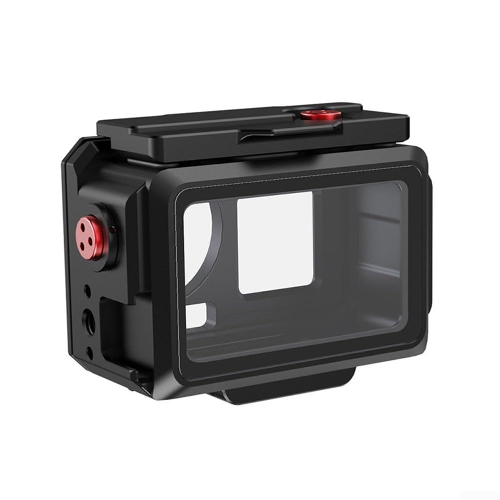 Estuche de buceo de aluminio para Action 5 con certificación impermeable de 80 m, lente de vidrio resistente al agua de mar y soporte de zapata fría para equipo de filmación externo (negro1)