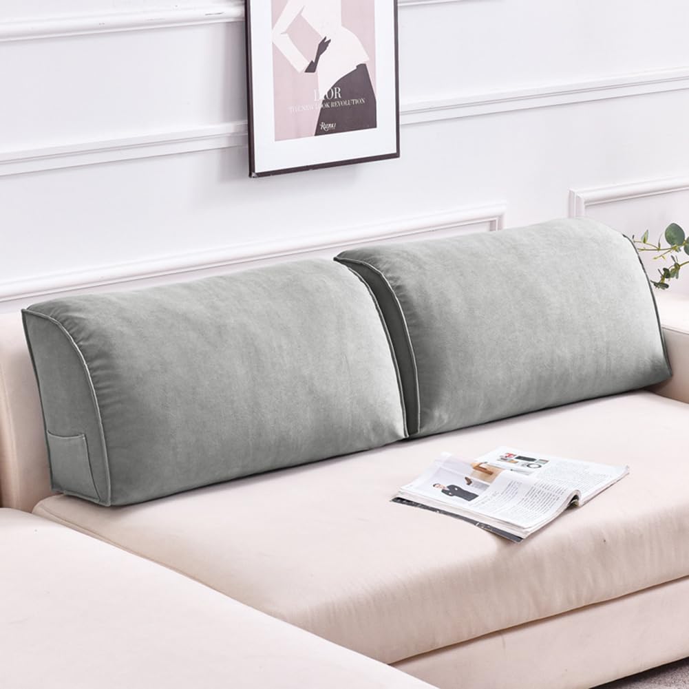 Cuscino triangolare per schienale da lettura, cuscino di supporto lombare per letto e divano, sfoderabile, 70 x 35 x 20 cm, blu scuro, comodo e supporto per leggere e rilassarsi