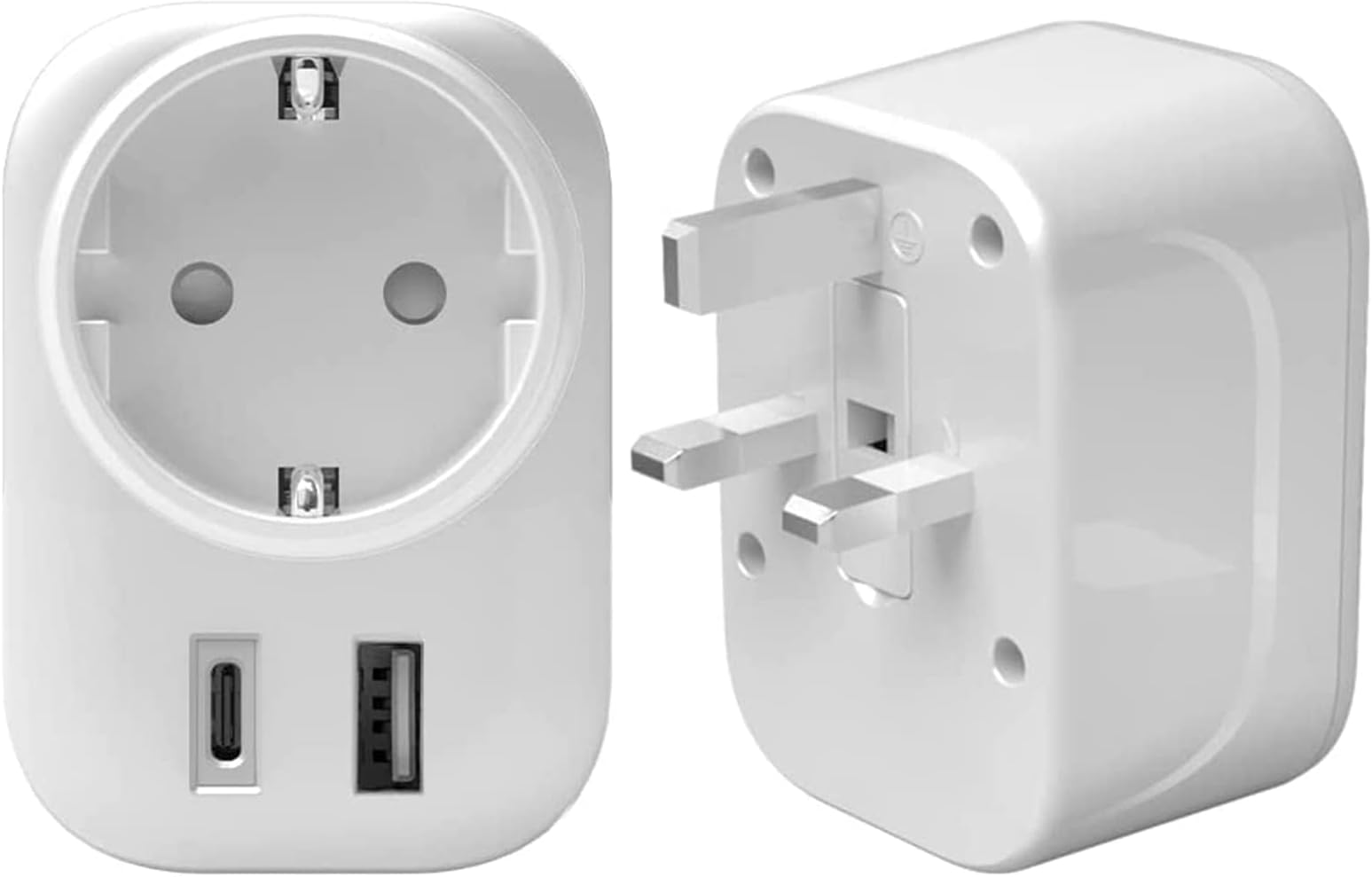 2x Adattatore Da Viaggio Europa 2 Pin Con Doppia Porta USB - Euro/UK