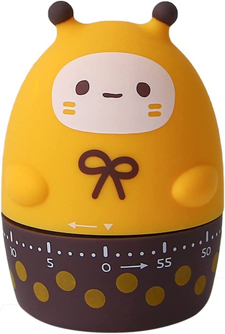 Timer da cucina creativo, Timer for cartoni animati, quadrante a carica da 60 minuti, conto alla rovescia rotante a 360°(Yellow)