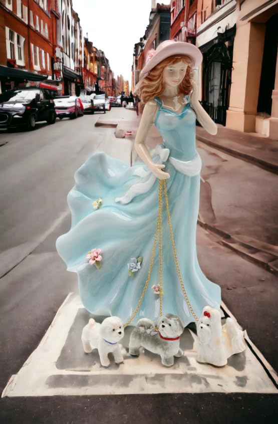 Cosmos Gifts レディ　ウォーキング　ドッグ　ポーセリン Amazon.com: Cosmos Gifts Fine Elegant Lady in Blue Dress Walking