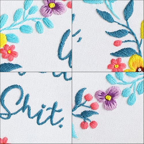 Image of Louise Maelys Funny Embroidery Kit for Beginners,Adults Cross Stitch Kits with Flower Wreath Pattern,Needlepoint for Starters Including Cloth,Hoop,Instruction and Threads