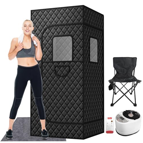 Vanver Portable Steam Sauna for Home,Sauna Box,at Home Sauna,Sauna Tent with 3L Steamer, 9 Levels,Steam Room with Folding Chair,Personal Sauna for Post-Workout Recovery & Relaxation