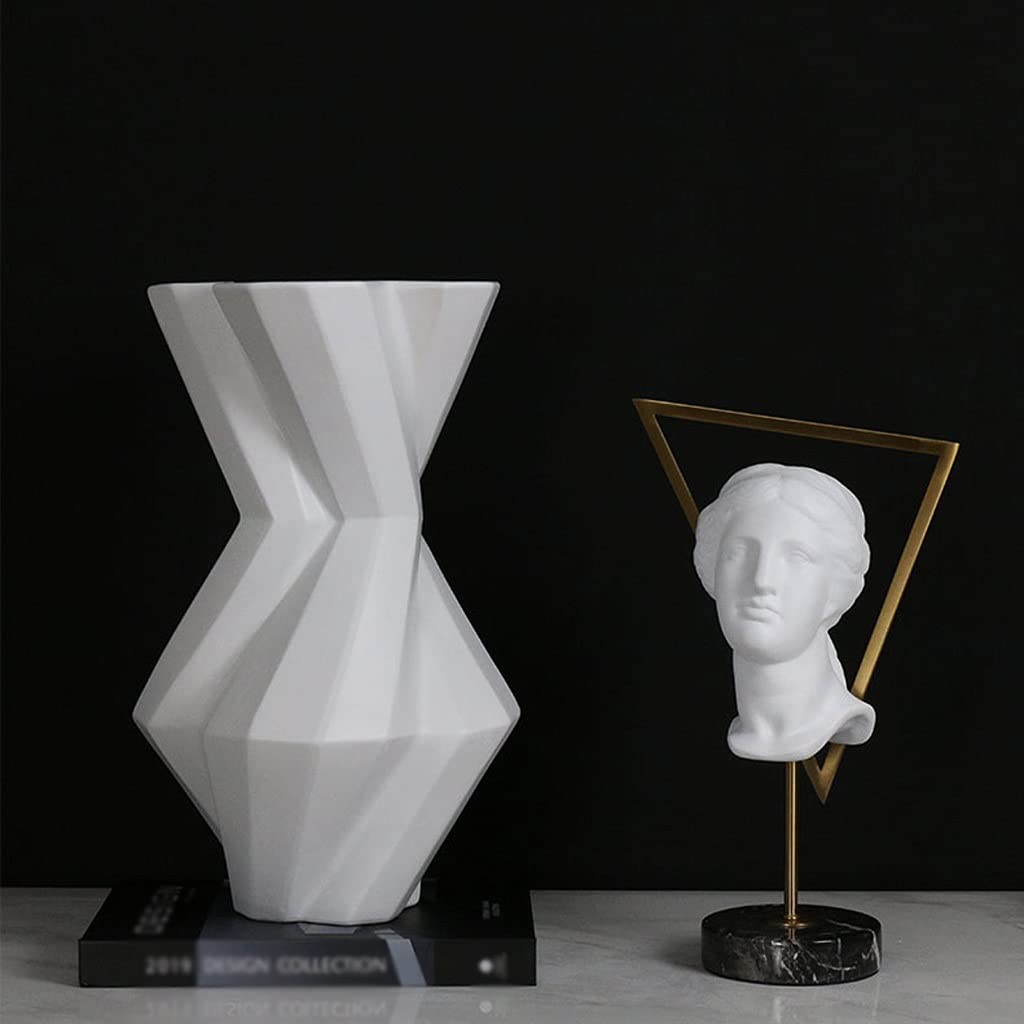 Decorativo Vaso in ceramica Personalizzato decorazione della casa Contenitore di fiori Soggiorno Desktop geometrico, adatto for l'ufficio domestico o matrimonio(Bianco)