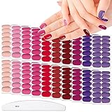 XEAOHESY 20 Sheets Matte Color Nail Polish Strips with Nail File Nail Stickers Full Nail Wraps Self-