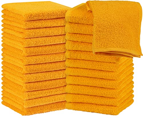 Utopia Towels 24 Pack Cotton Washcloths Set, 100% Ring Spun Cotton, Premium Quality Flannel Face Cloths, Highly Absorbent and Soft Feel Fingertip Towels, Mustard