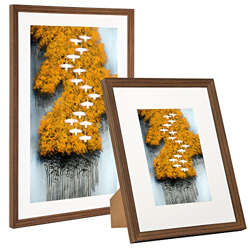 Hoture Photo Frame Set Of 5, Display Pictures With Pad Or Without Pad, Suitable For Hanging Wall Gallery Photo Frame (8X10, Brown Woodgrain) #TOP1