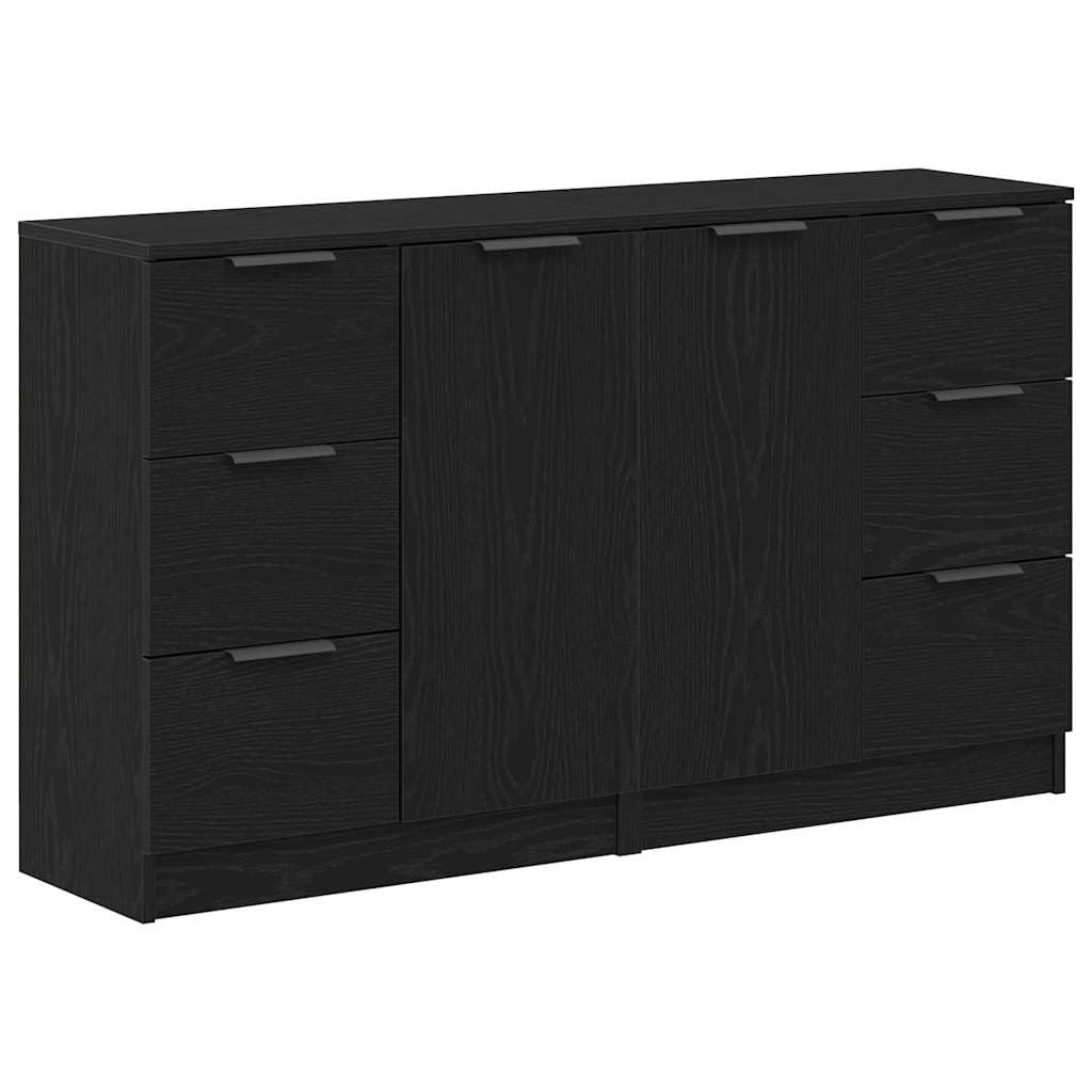 Kredens o wyglądzie czarnego dębu, 180 x 30 x 70 cm, materiał drewnopochodny, szafka bufetowa z miejscem do przechowywania, nowoczesny design do salonu, jadalni